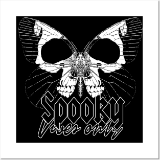 spooky vibes only cool skull Halloween-style design Posters and Art